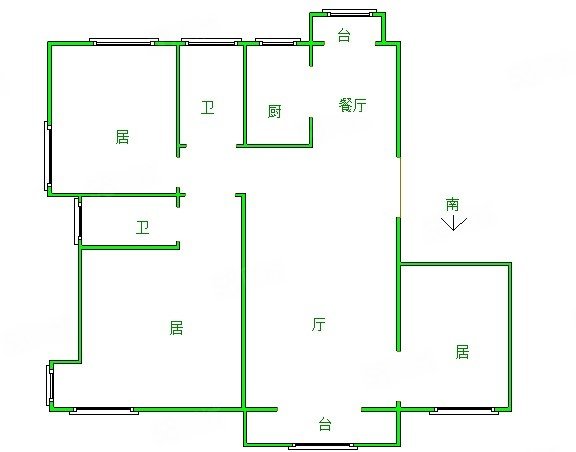 龙悦花园3室2厅1卫120.66㎡南北289万