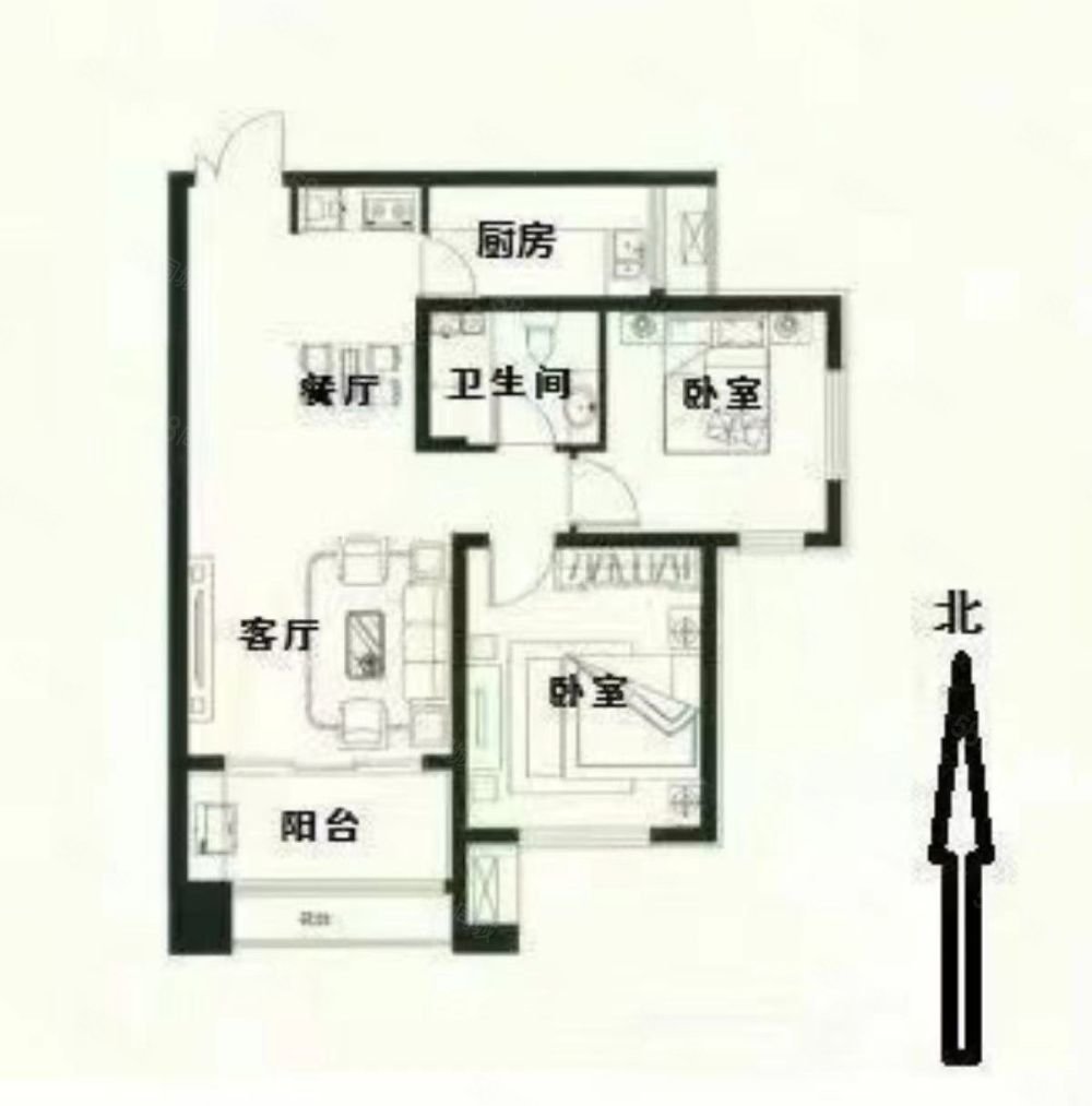 盛世御城四区2室2厅1卫91.05㎡南北140万