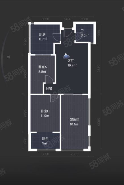 兰湾蒂钒尼3室1厅1卫84㎡南北89.3万