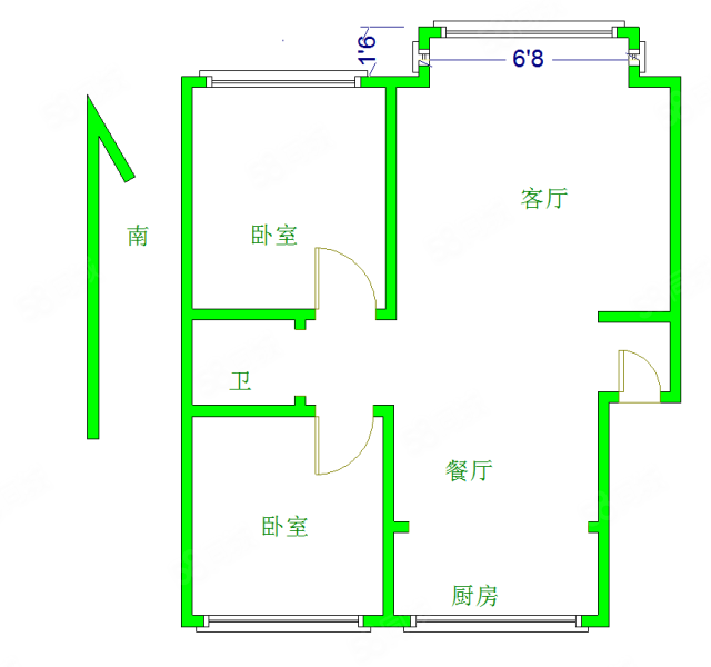 如意住宅小区(A区)2室2厅1卫117㎡东118万