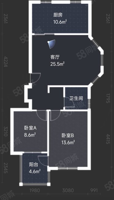 东城天下2室1厅1卫86.27㎡南北71.9万