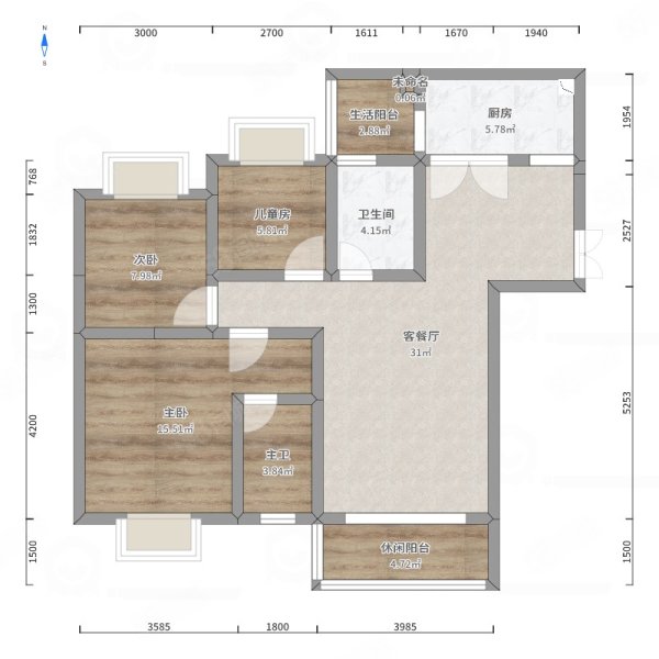 锦江御都3室2厅2卫127㎡东75.8万