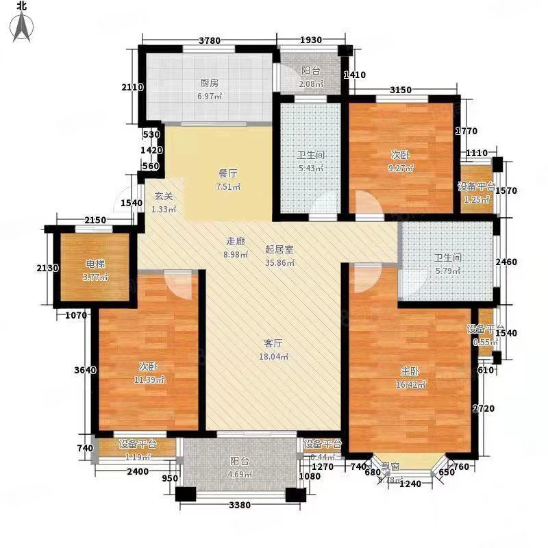 中央公馆3室2厅2卫133㎡南北119万