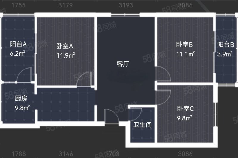 十二桥路20号院3室1厅1卫83.78㎡南北132万