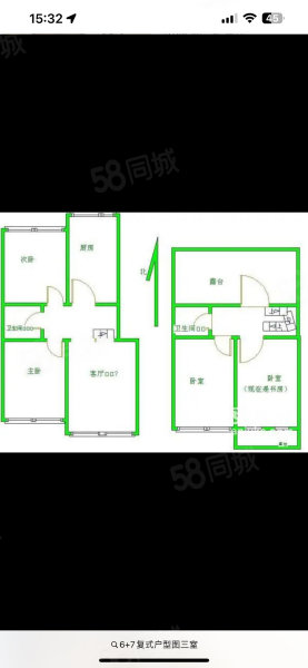 金山花园3室2厅1卫104.2㎡南北95.8万