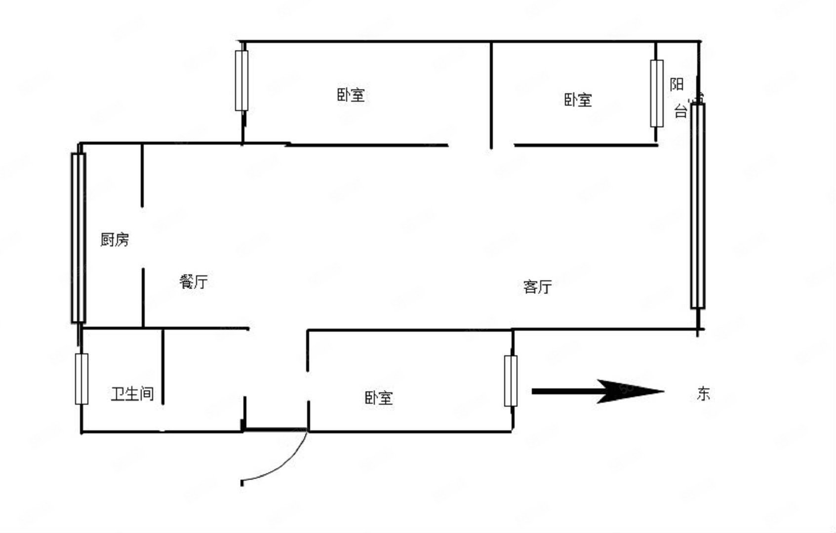 永香2区3室2厅1卫104.02㎡南北75万