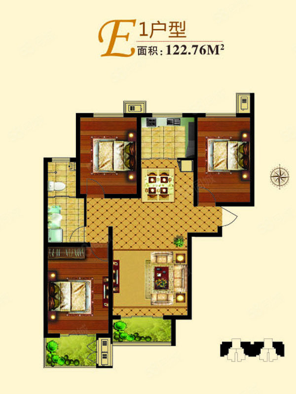 和谐园小区3室2厅1卫109㎡南北43万