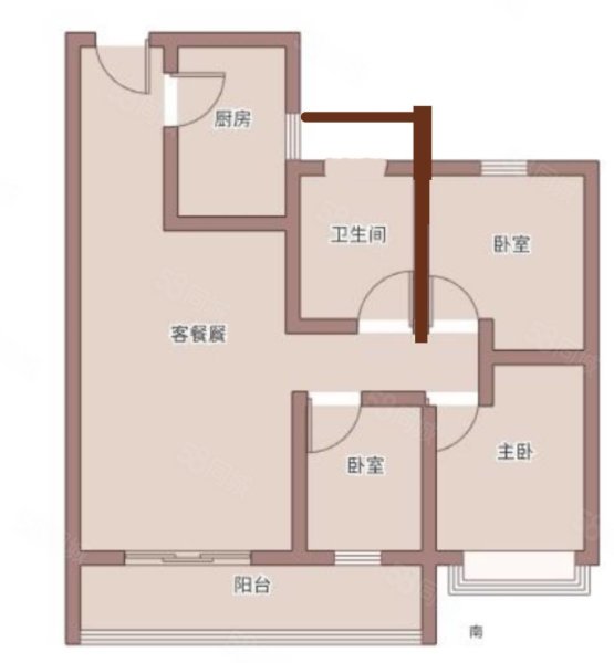 霞鸿锦园2室2厅2卫90.2㎡南北110万