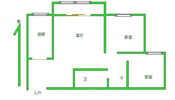 裕昌九州国际2室2厅1卫84㎡南北75万