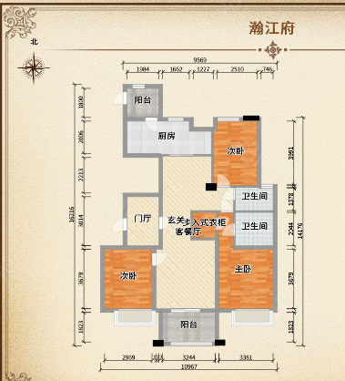 瀚江府3室2厅2卫134㎡南北178万