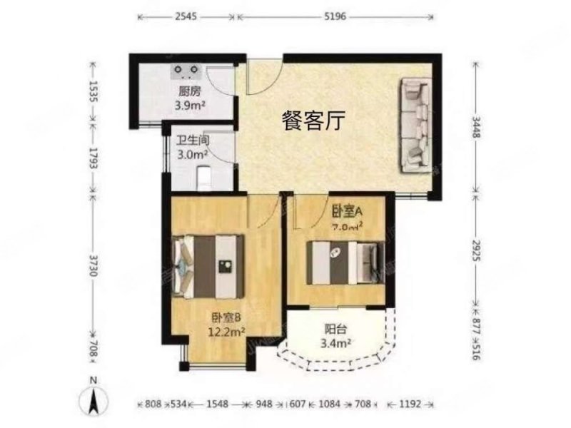 滨湖家园(西区)2室2厅1卫65.03㎡南北157万