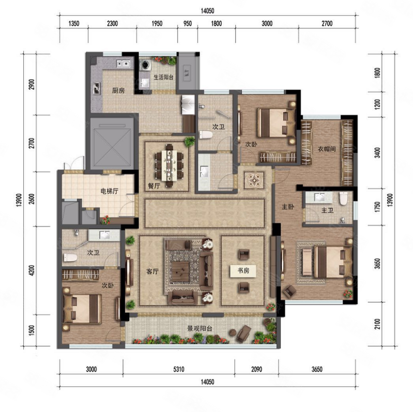 兆信锦巷府5室2厅3卫170㎡南北146万