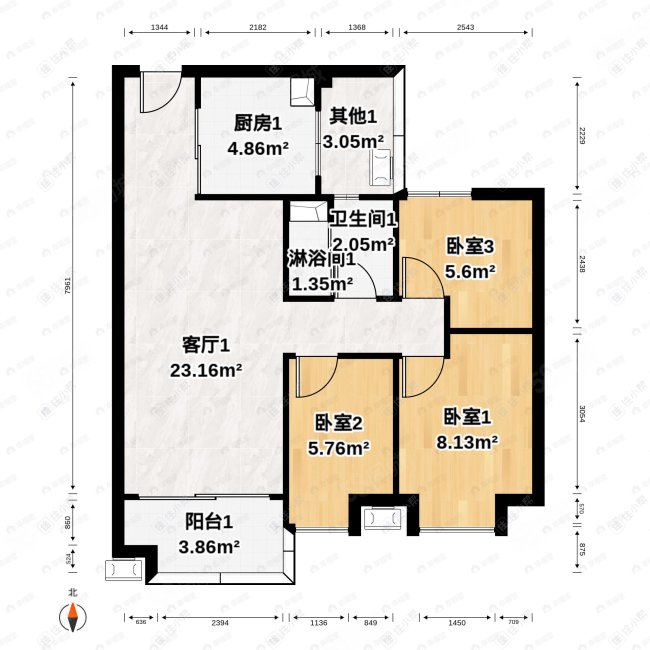 蔚蓝新都(南区)3室2厅2卫113㎡东40万