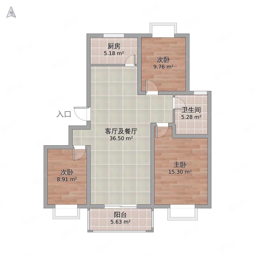 开达名城3室2厅1卫103㎡南北72.8万