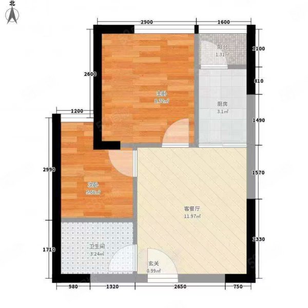 南川东路13号院2室1厅1卫76.38㎡南北34万