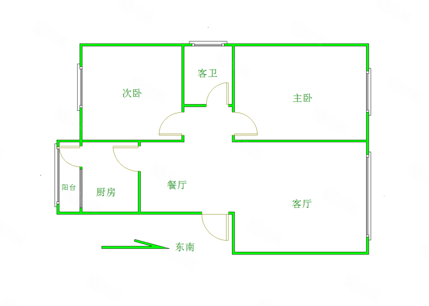 人和嘉苑2室2厅1卫92.97㎡南北27.8万