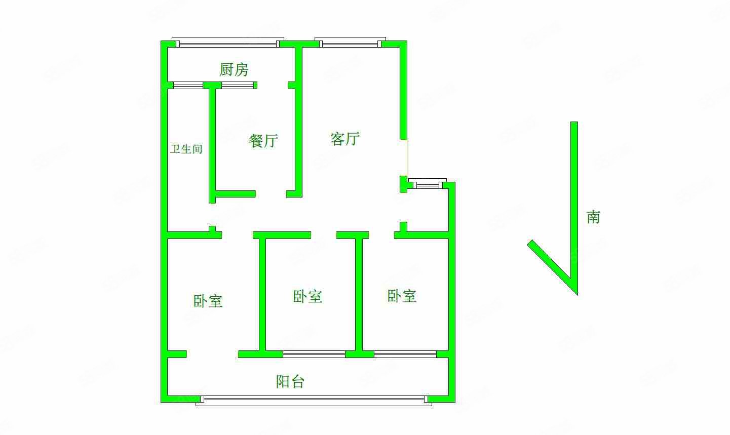 洛阳市审计局家属院3室2厅2卫116㎡南北63万