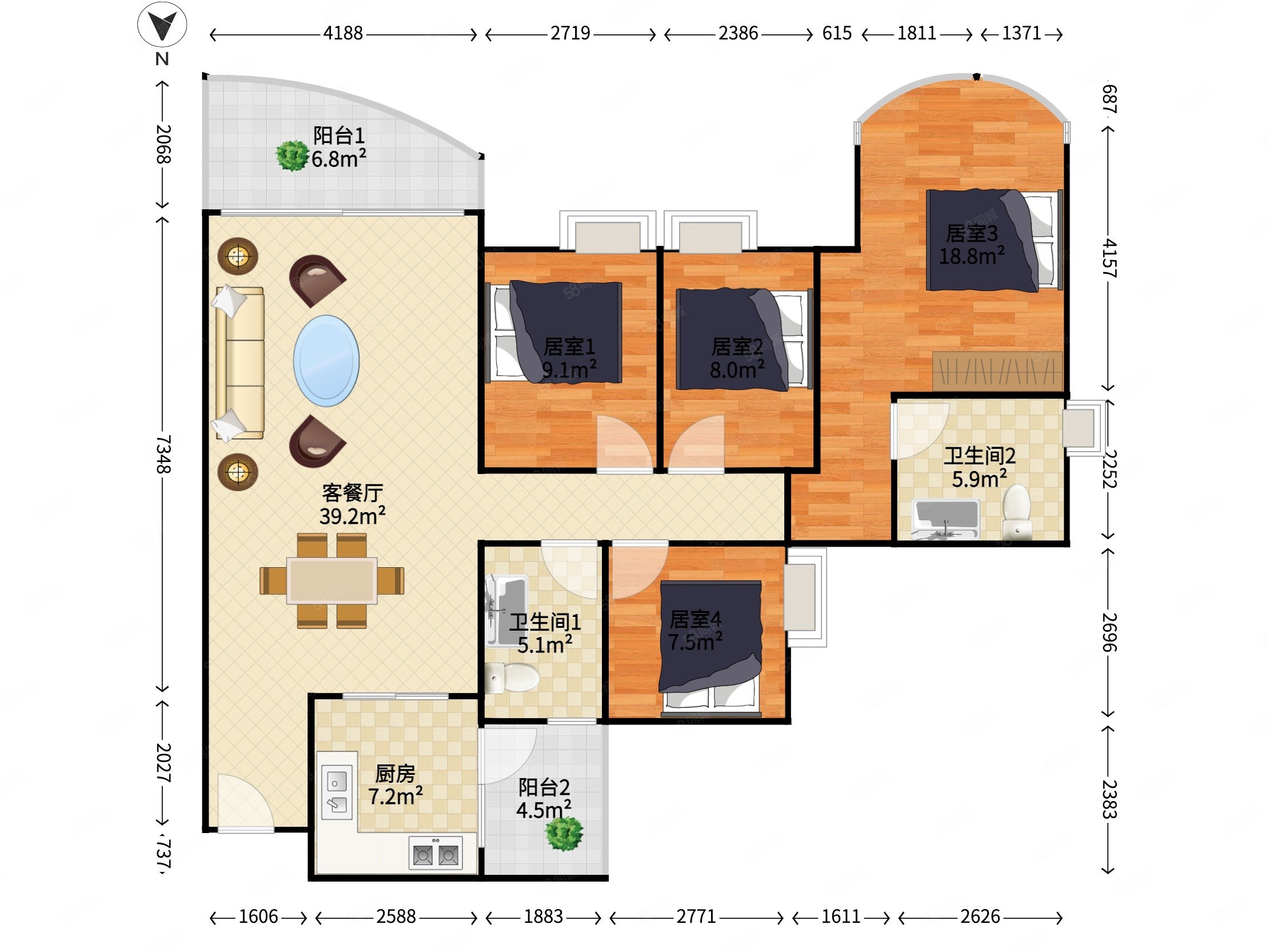 【10图】没有增值税!本房源个人代理!价格可以谈大4房看海景看花园,绿