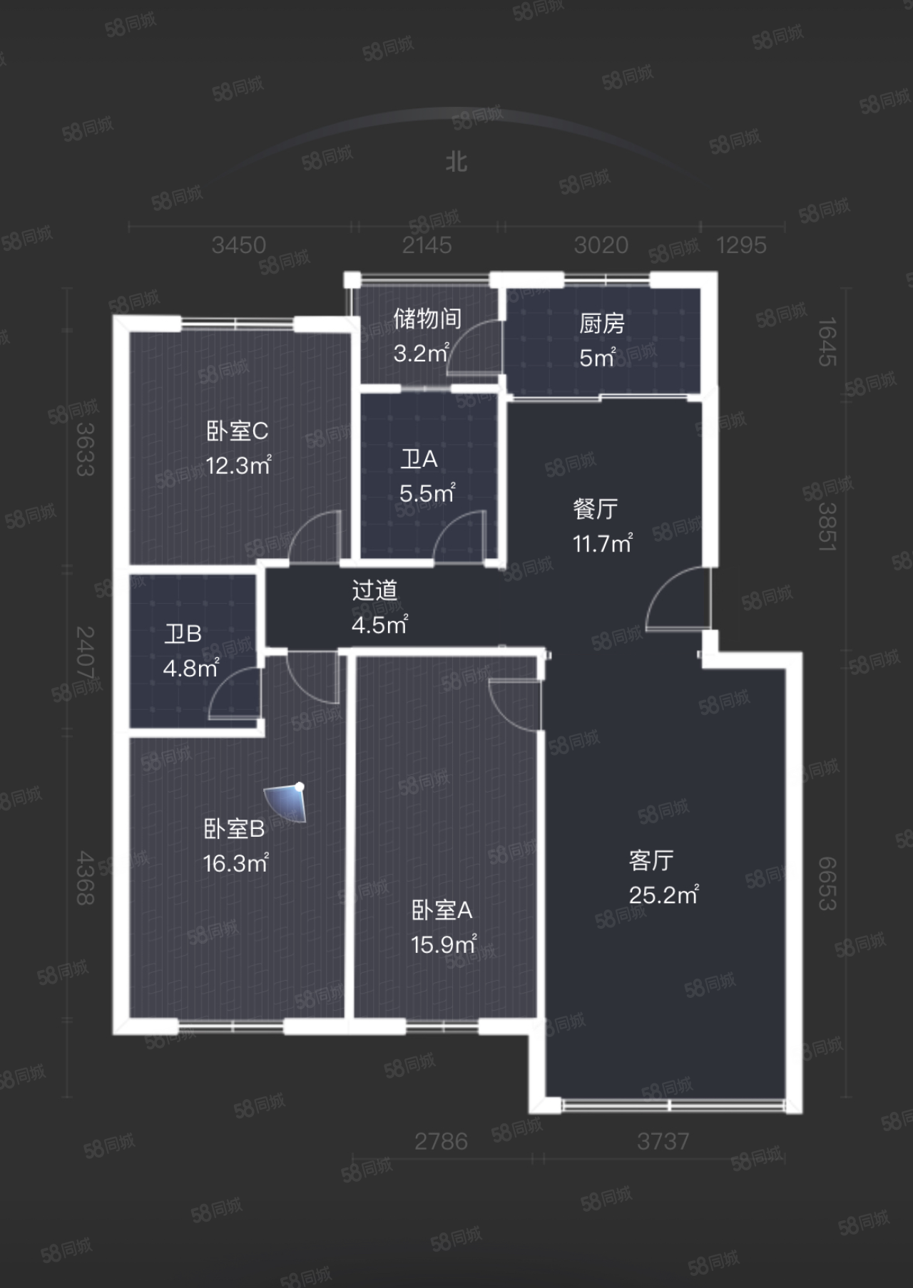 东城华园3室2厅2卫122.04㎡南158万