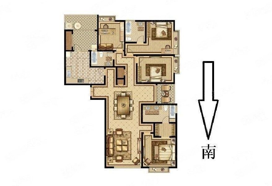 静安豪景苑4室3厅2卫179.76㎡南北2400万