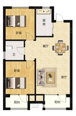 亿嘉名仕2室1厅1卫70.75㎡南北20万