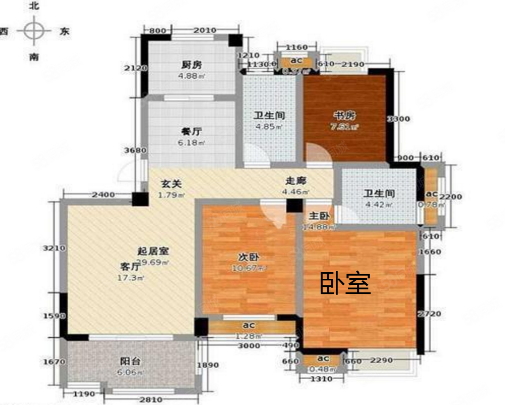 三潭音悦3室2厅2卫115㎡南北138万