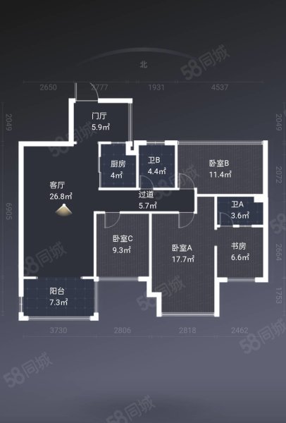 蓝湾半岛(南区赣县)4室2厅2卫113.11㎡南北109万