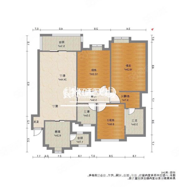 左岸春天3室2厅2卫99㎡南北63万