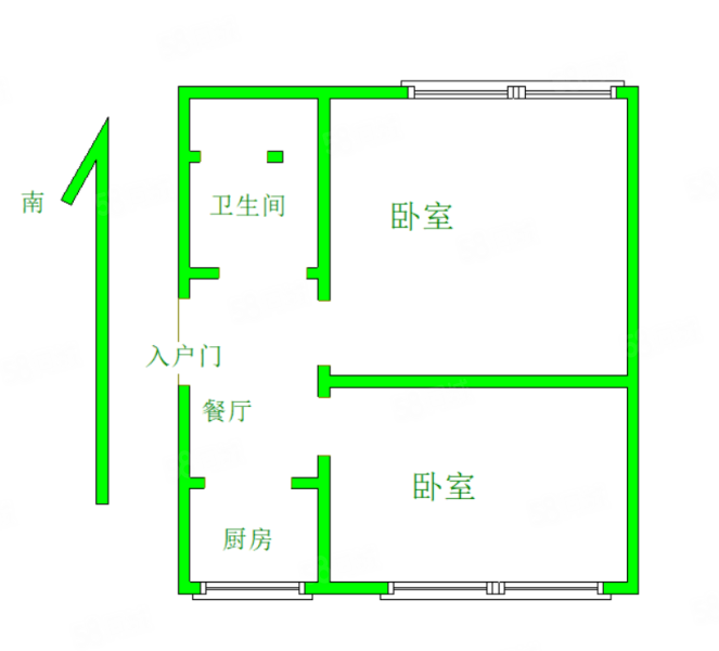 学府花园B区2室1厅1卫90㎡南北71万