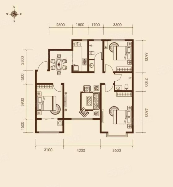 观澜郡3室2厅1卫90㎡南北48万