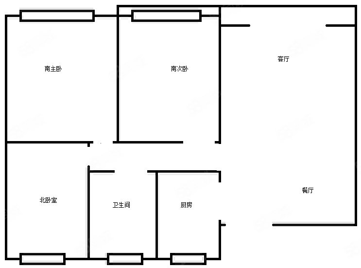 城投涡北小区3室2厅1卫90㎡南北25万
