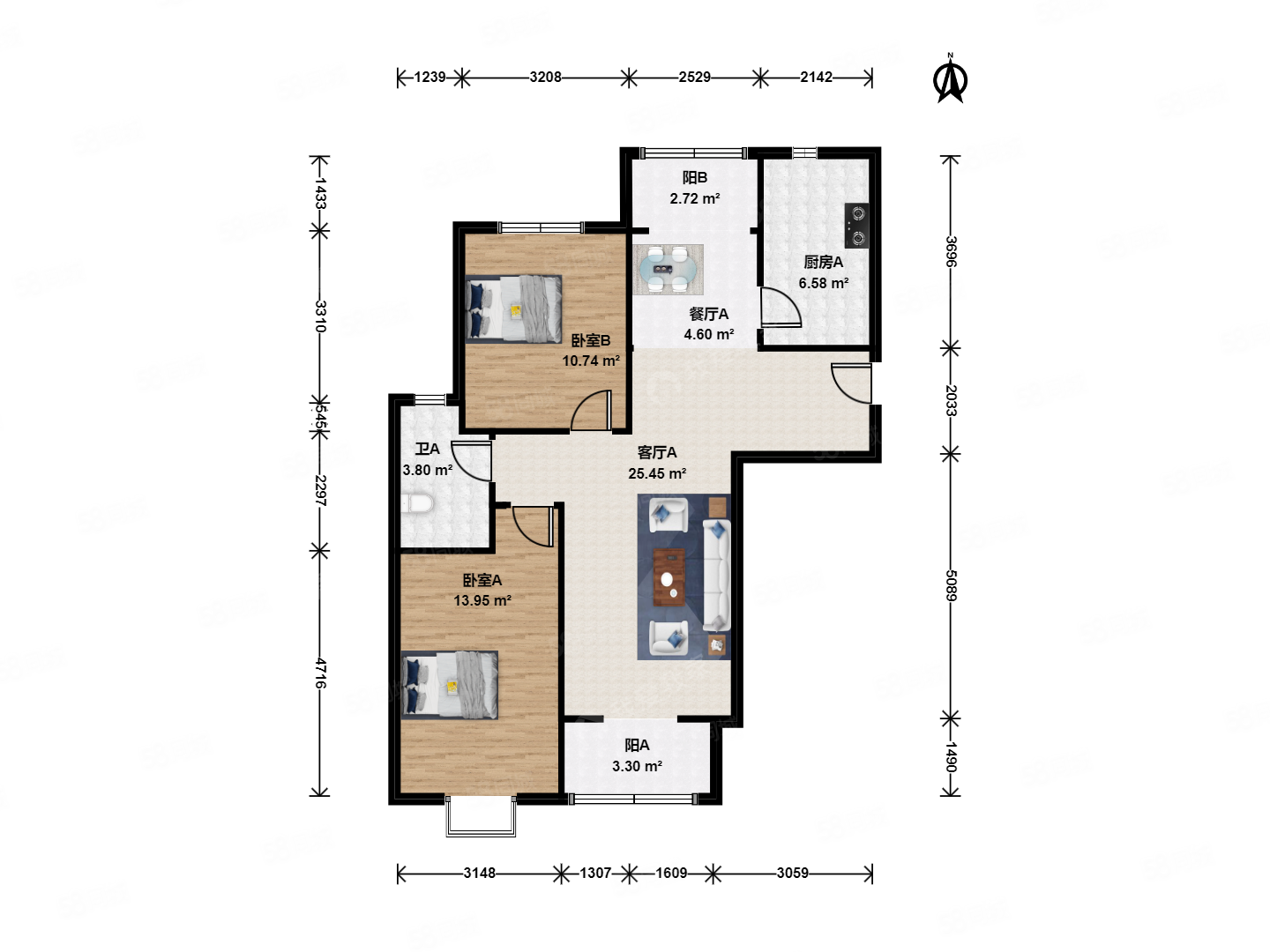 官悅欣園(B區(qū))2室2廳1衛(wèi)101.62㎡南北530萬(wàn)