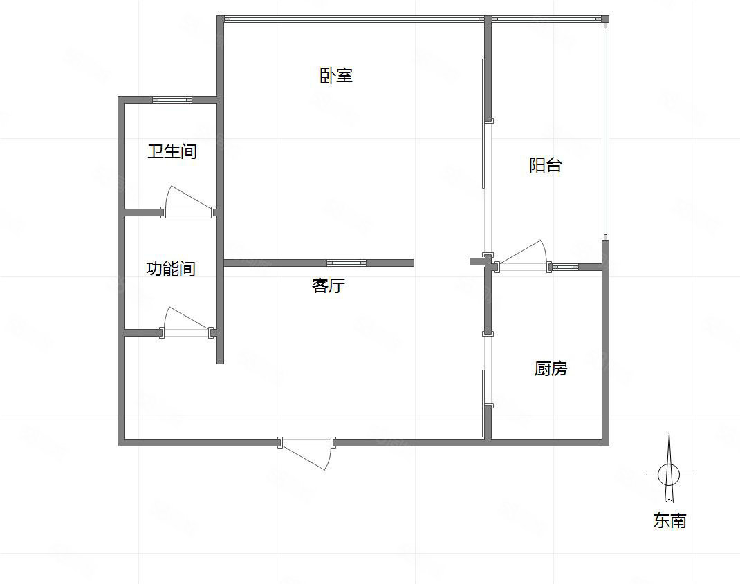 雍江悦庭1室1厅1卫54.98㎡南北80万