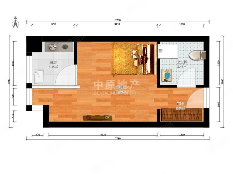 富力津门湖江湾广场1室1厅1卫40.81㎡西61万