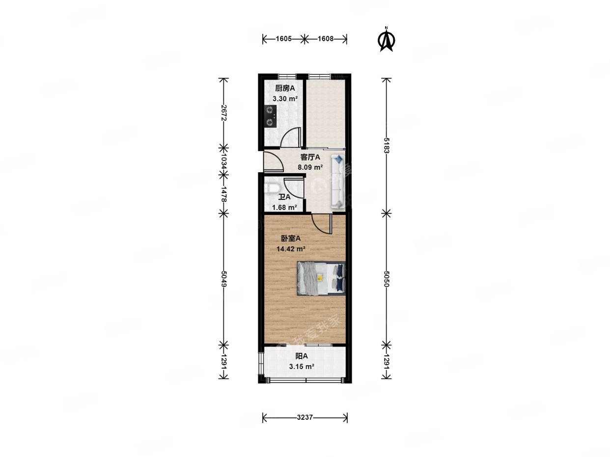 北三環(huán)中路12號院1室1廳1衛(wèi)46.2㎡南610萬