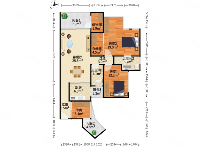 房子户型格局好采光充足使用率高适合居家