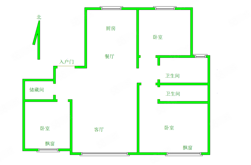 天润水墨嘉华3室1厅2卫132㎡南北105.5万