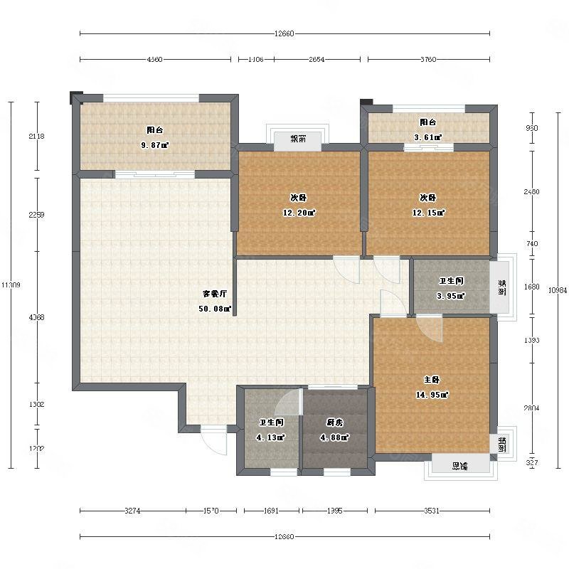 西荣路小区3室2厅1卫104㎡南北28.6万