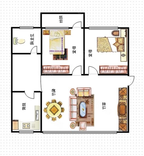 广西卫生厅天桃住宅小区2室2厅1卫69.69㎡南北70万