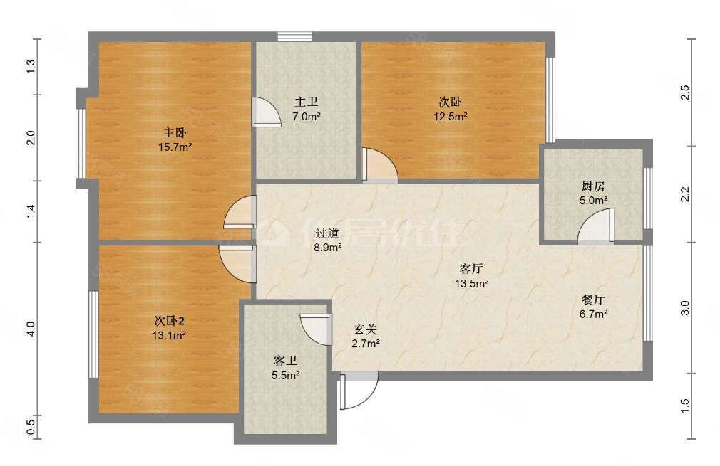 建标玉风商住楼3室2厅2卫105㎡东西85万