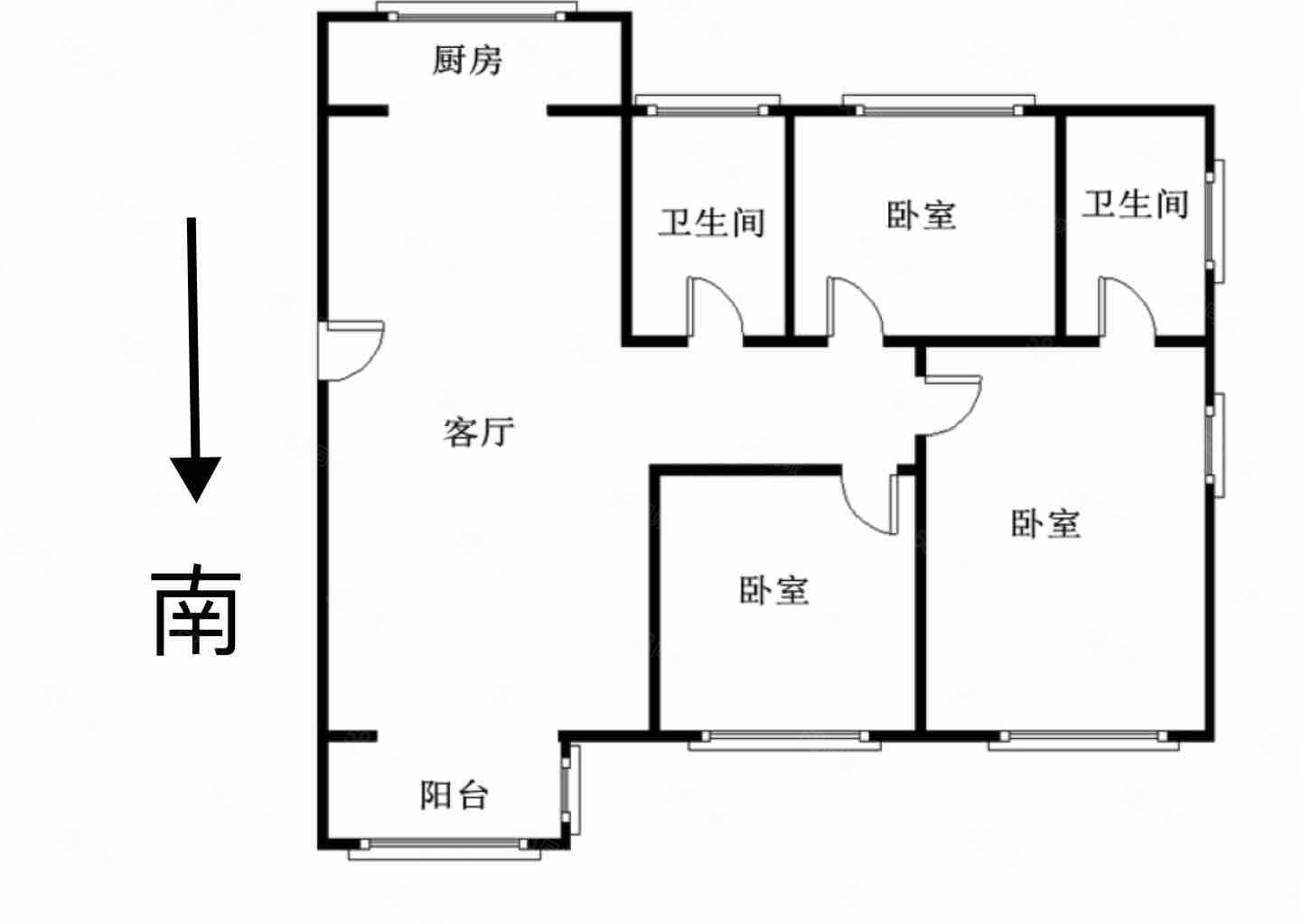 博锐枫景(桥东)3室2厅2卫115㎡南北80万