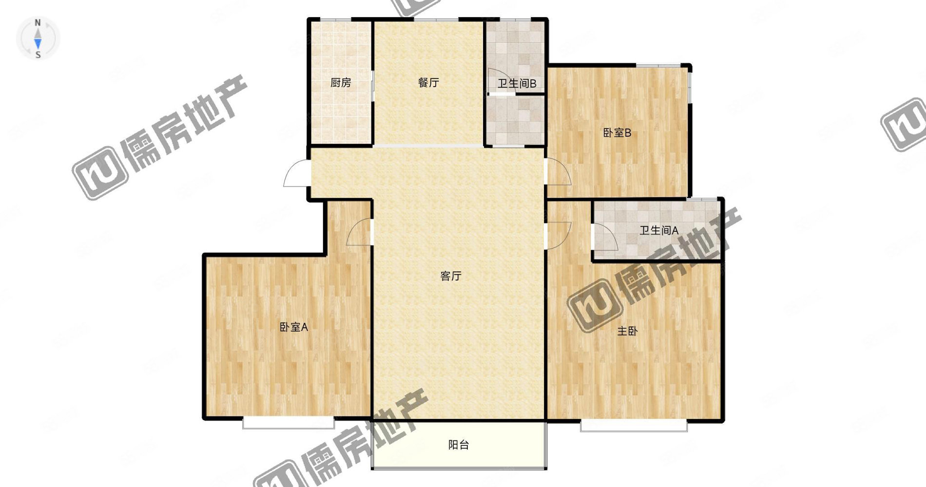 美麟湖畔3室2厅2卫120.8㎡南北71万