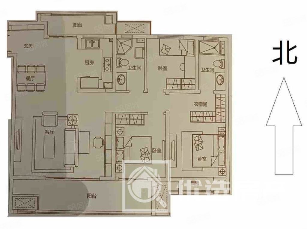 建业龙府3室2厅2卫132㎡南北68万