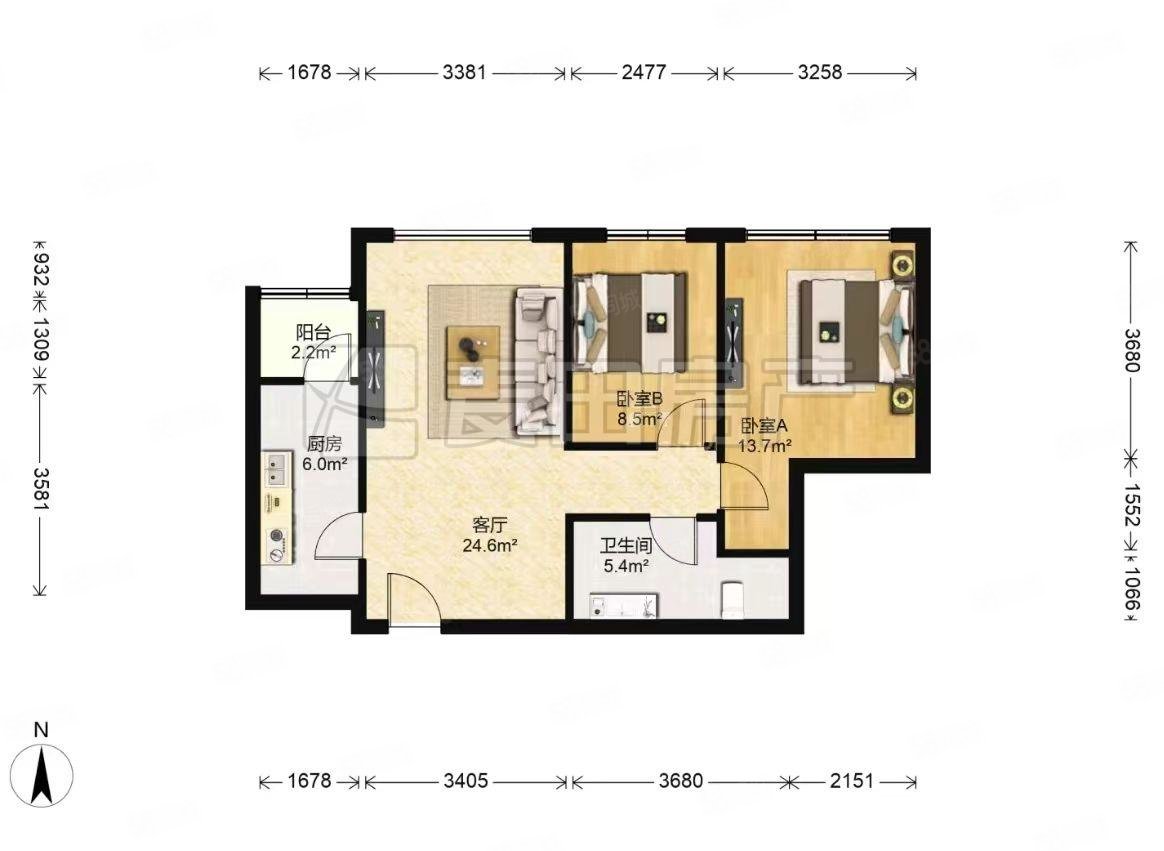 樂府江南2室2廳1衛(wèi)82㎡北526萬