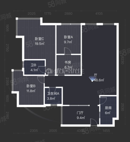 三江国际丽城阅世度3室2厅2卫133㎡东135万