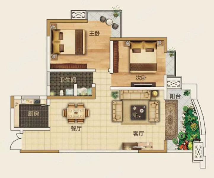 岳屏明珠苑2室2厅1卫78㎡南北39.5万