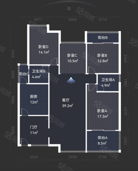 保利云山国际4室2厅2卫150.91㎡南北155.8万