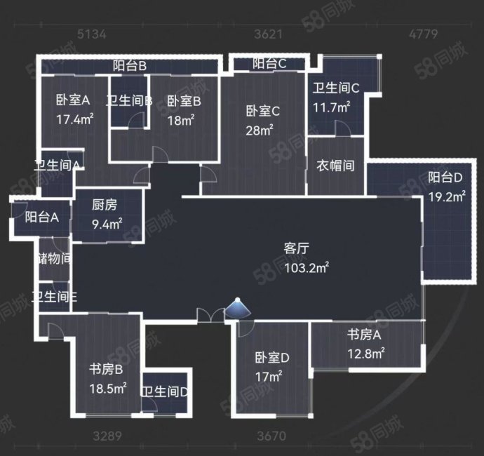 金众西关海5室2厅4卫379.05㎡南北2515万