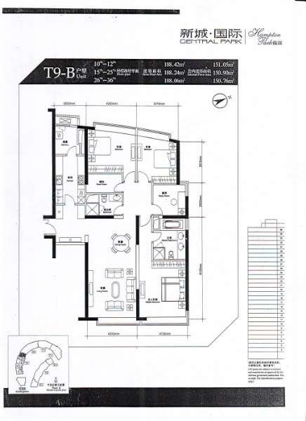 新城国际3室1厅2卫188.55㎡东南2200万