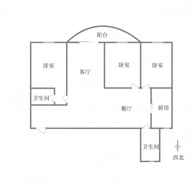 华能大厦3室2厅2卫147㎡南北95万